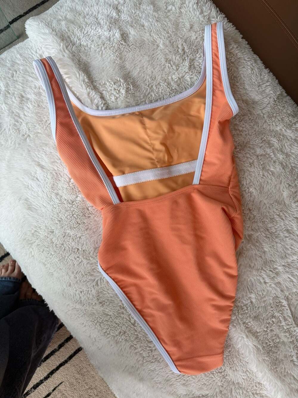 LainSnow Ocean Isle Ribbed One Piece Swimsuit in Cantaloupe -  XS - Picture 4 of 5